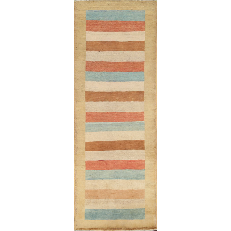 Tapis oriental rayé Gabbeh 3 x 7