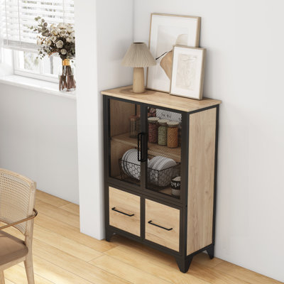 Stylish Storage Oliva with 4 Iron Doors, Adjustable Shelf, and Sturdy Metal Frame for Versatile Home Use