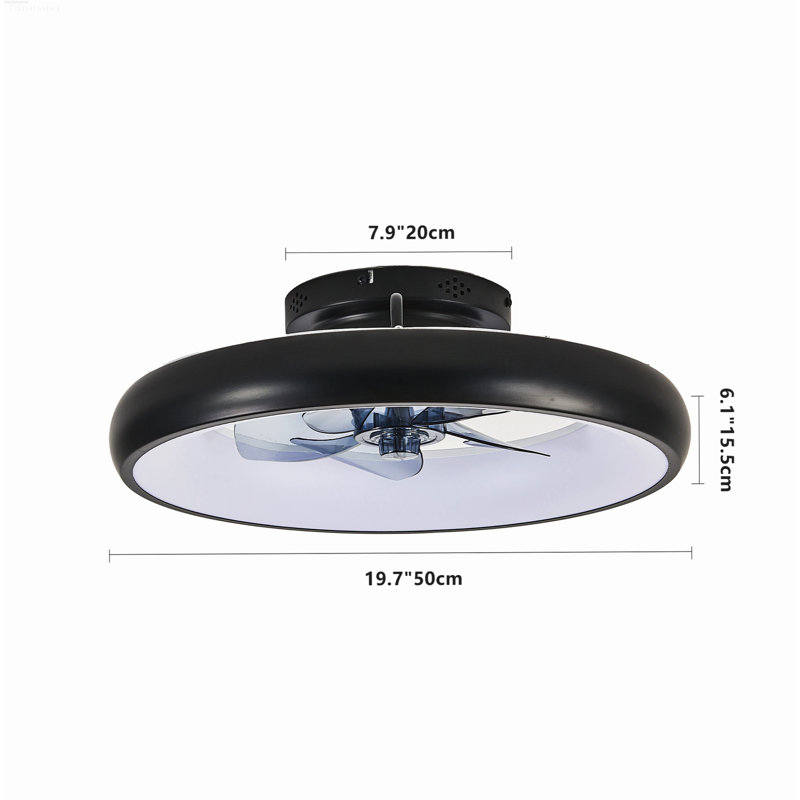 Modern Smart Ceiling Fans with Lights Dimmable App Remote Control Black