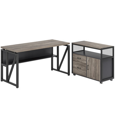 Bureau d'ordinateur de bureau moderne 63 po et classeur latéral 31 po, mobilier de bureau professionnel
