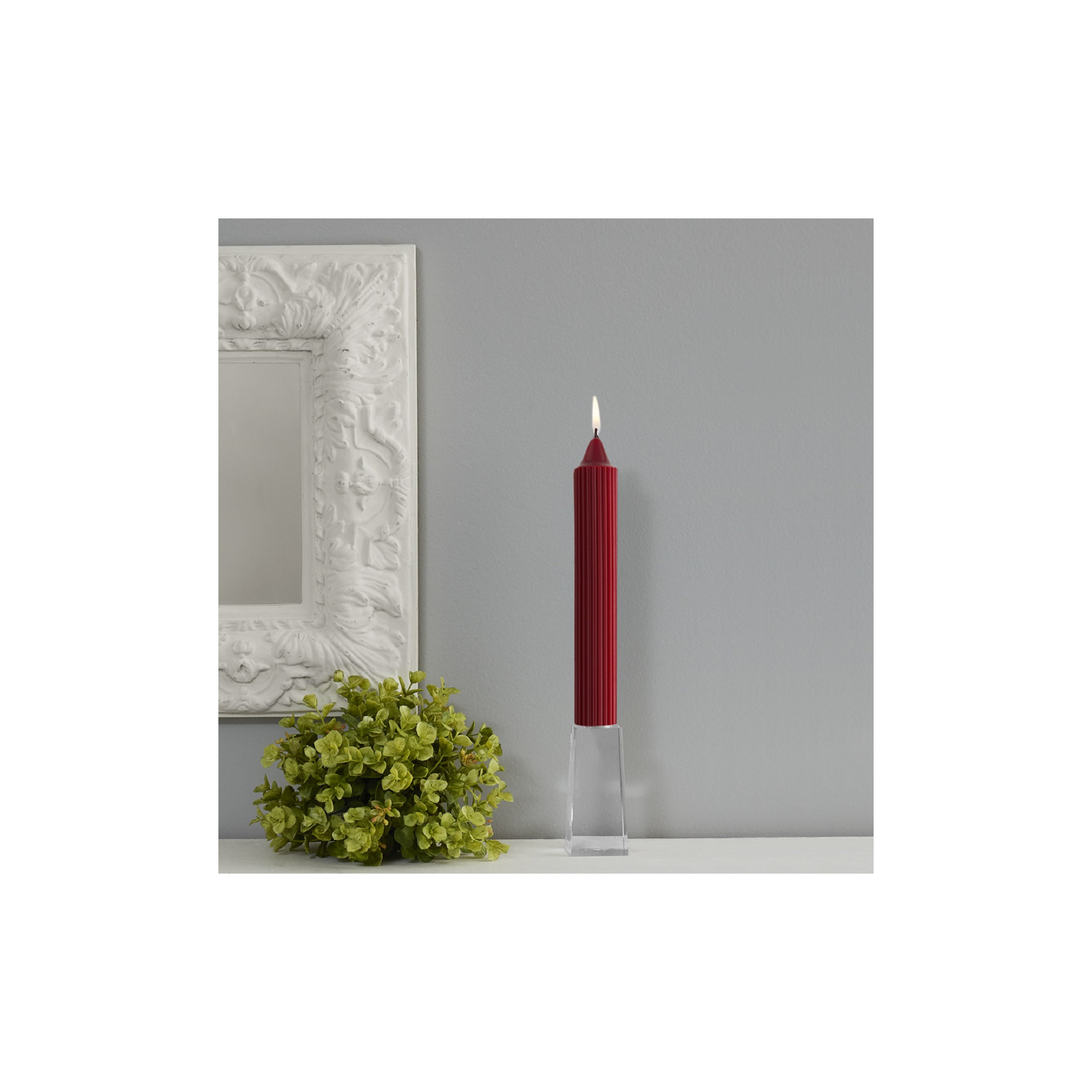 Grecian Collenette Unscented Taper Candle, Garnet, 9" H x 1.25" W x 1.25" D