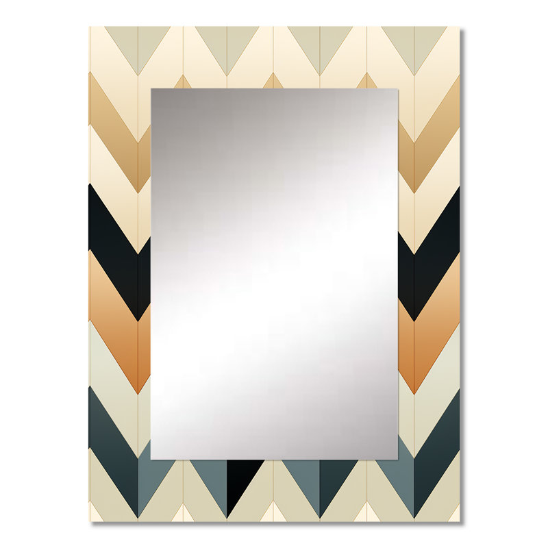Ivoire Boho Accents Chevron - grand miroir à chevrons, miroir mural décoratif à chevrons, impression d'art en métal