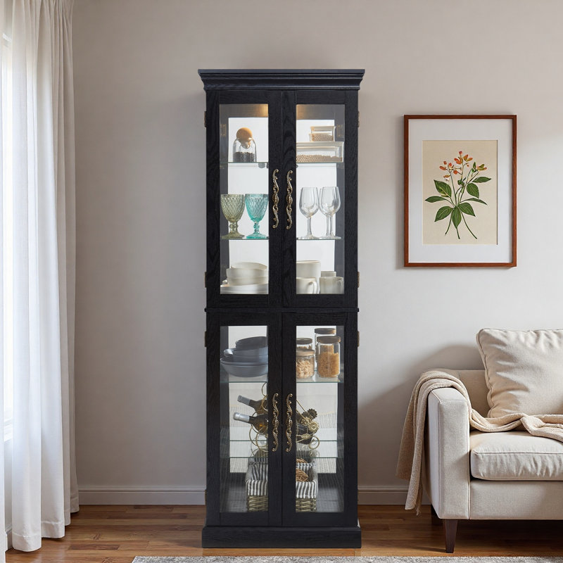 Vitrine lumineuse en verre avec éclairage DEL et tablettes réglables