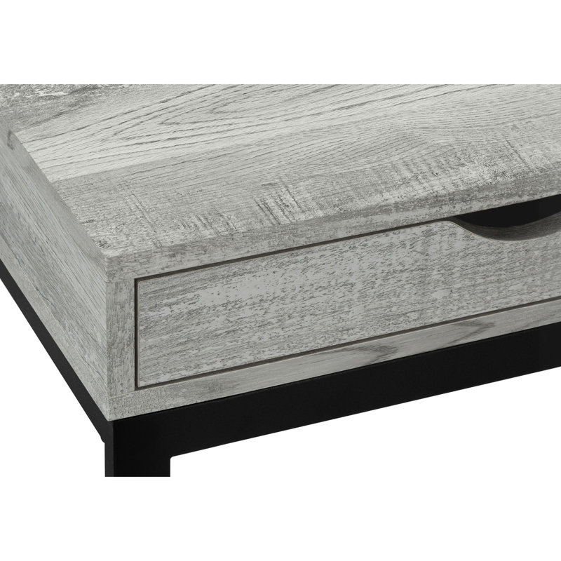 Table d'appoint avec porte-collation - stratifié gris et métal noir