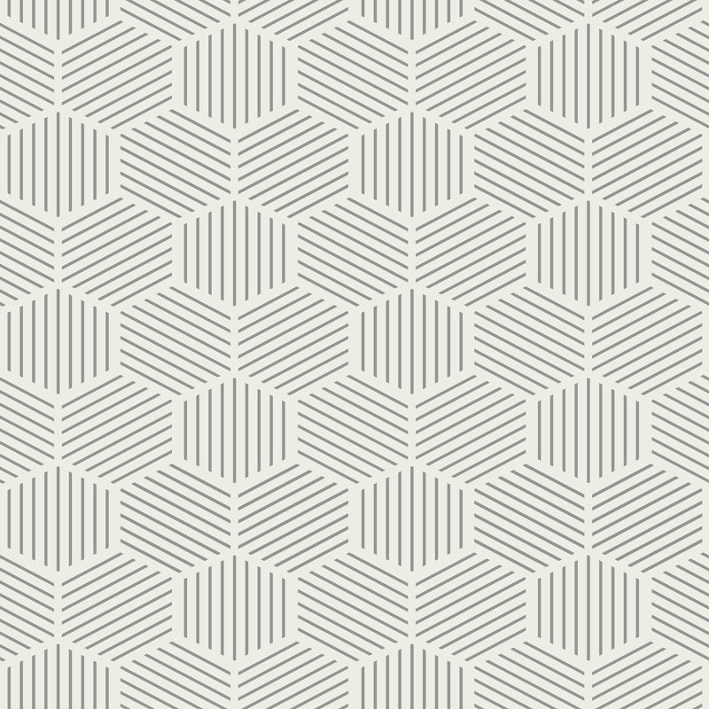 Papier peint adhésif à rayures mosaïque hexagonale, Gris