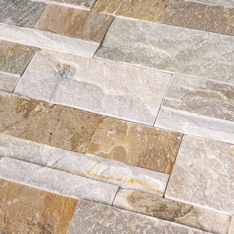 Stonecrest 9 in. x 24 in. Split Face Natural Stone Ledger Panel Wall Tile, Amber Cream