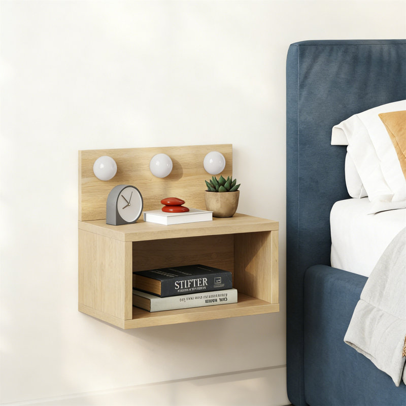 40cm W Manufactured Wood Bedside Table, Brown