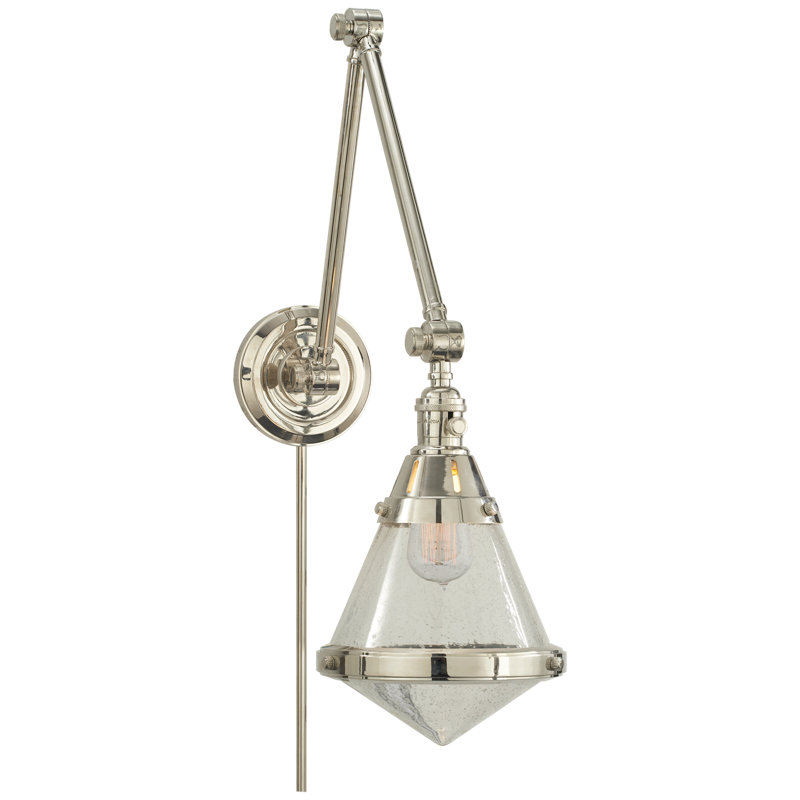 Thomas O'Brien Gale Library Wall Light, Seeded Glass, Polished Nickel