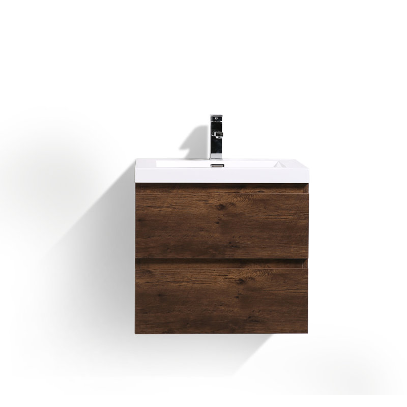 Ensemble de meuble-lavabo simple 24 po Hridhaan, Palissandre