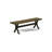 6 Piece Dining Table Set Contains a Rectangle Wooden Table with X-Legs and 4 Blue Linen Fabric Upholstered Chairs with a Bench, Wire Brushed Black Finish-196530892-196530893