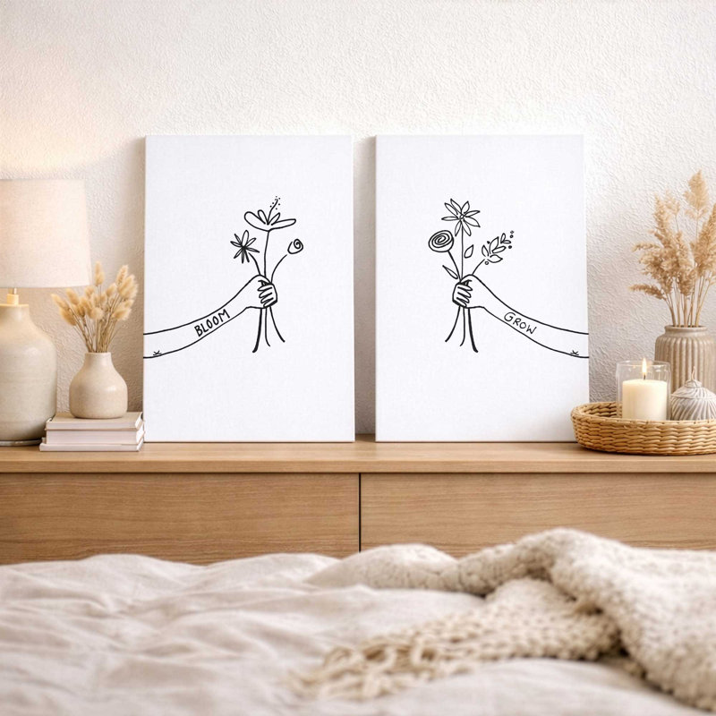«Grow with Love», ensemble de 2 impressions, 48 po x 32 po, Toile tendue, Toile tendue