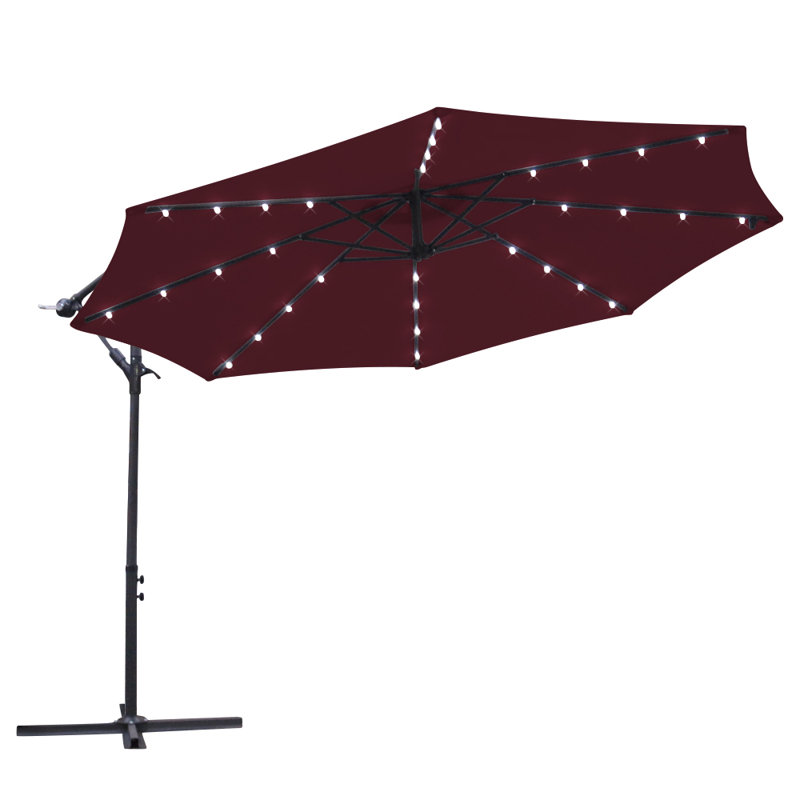 Oullins 3m Cantilever Parasol with Lights, Wine Red