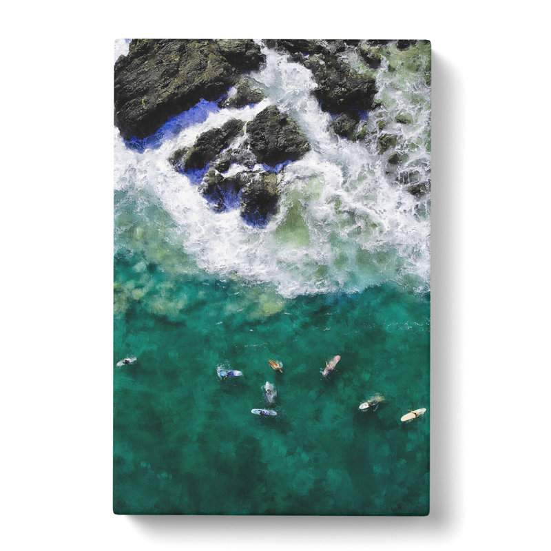 CAN3953CAN Surfers At Byron Bay In Australia Painting - Wrapped Canvas, 35cm H x 35cm W x 3cm D