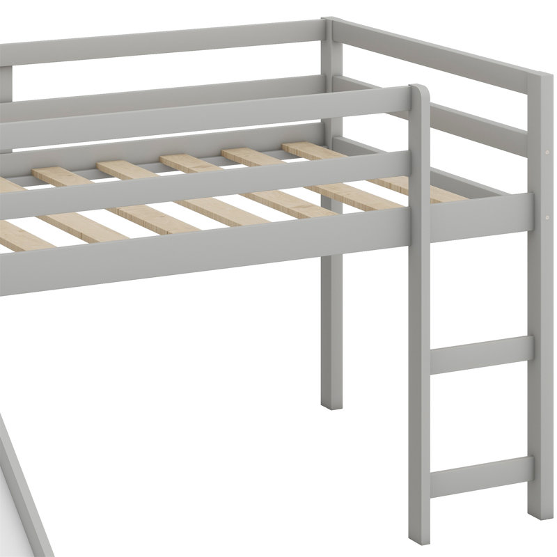 Loft Bed With Slide, Gray