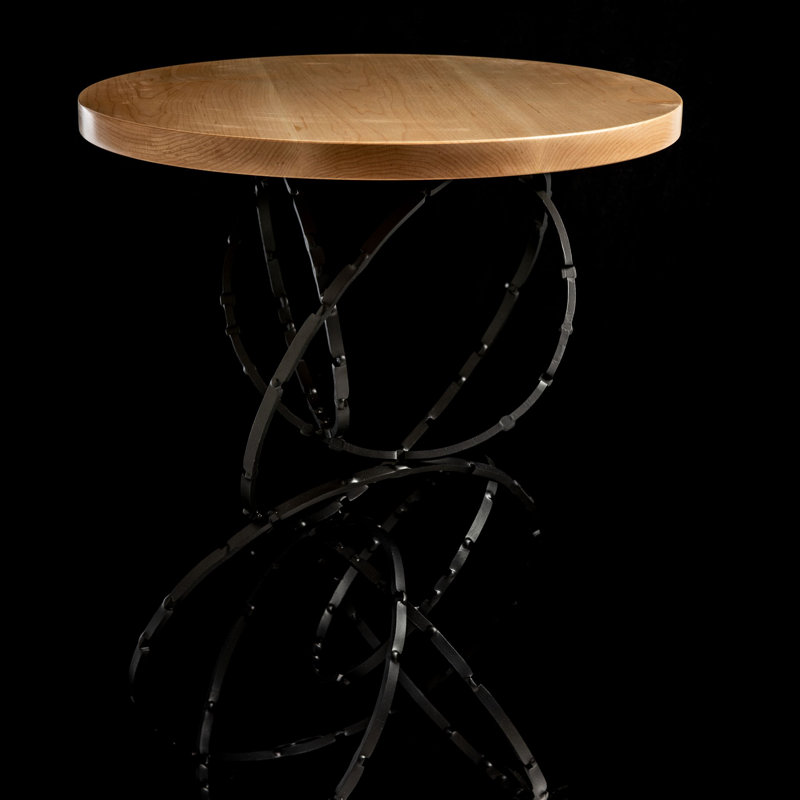 Olympus Solid Wood Top Accent Table, Natural Maple, Black