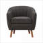 Fauteuil d'appoint Mid-Century moderne pour adultes, revêtement en chenille gris anthracite, dossier à coutures rainurées, pieds d'appoint en bois de noyer massif brun