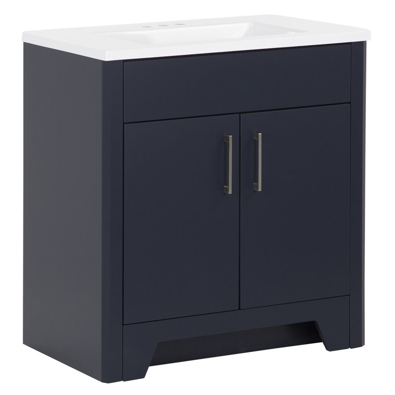 30.5" Single Bathroom Vanity With Cultured Marble Top, Deep Blue