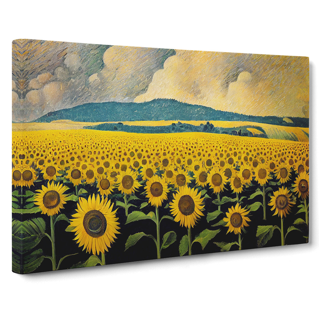 XXX-H1022-WF-7798X Shining Sunflower Field - Wrapped Canvas Print