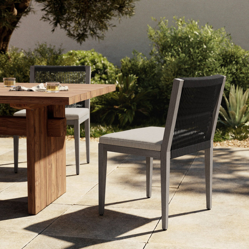 Dimitri Outdoor Dining Side Chair, Faye Sand, Gray