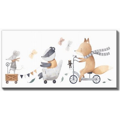 Animals On The Go Canvas Wall Art