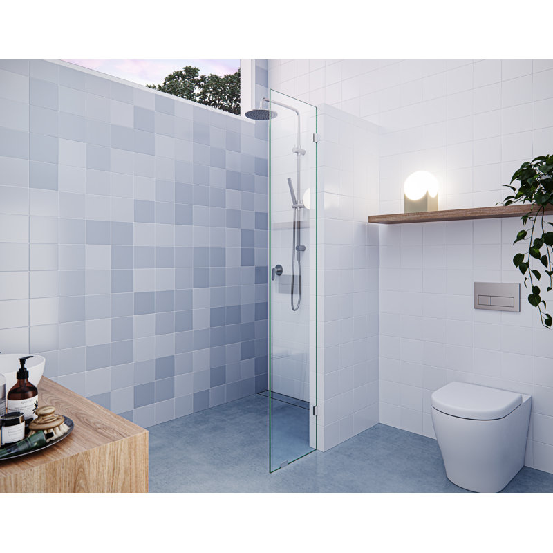 Vela 12 in. x 78 in. Fully Frameless Single Fixed Shower Panel, Brushed Nickel