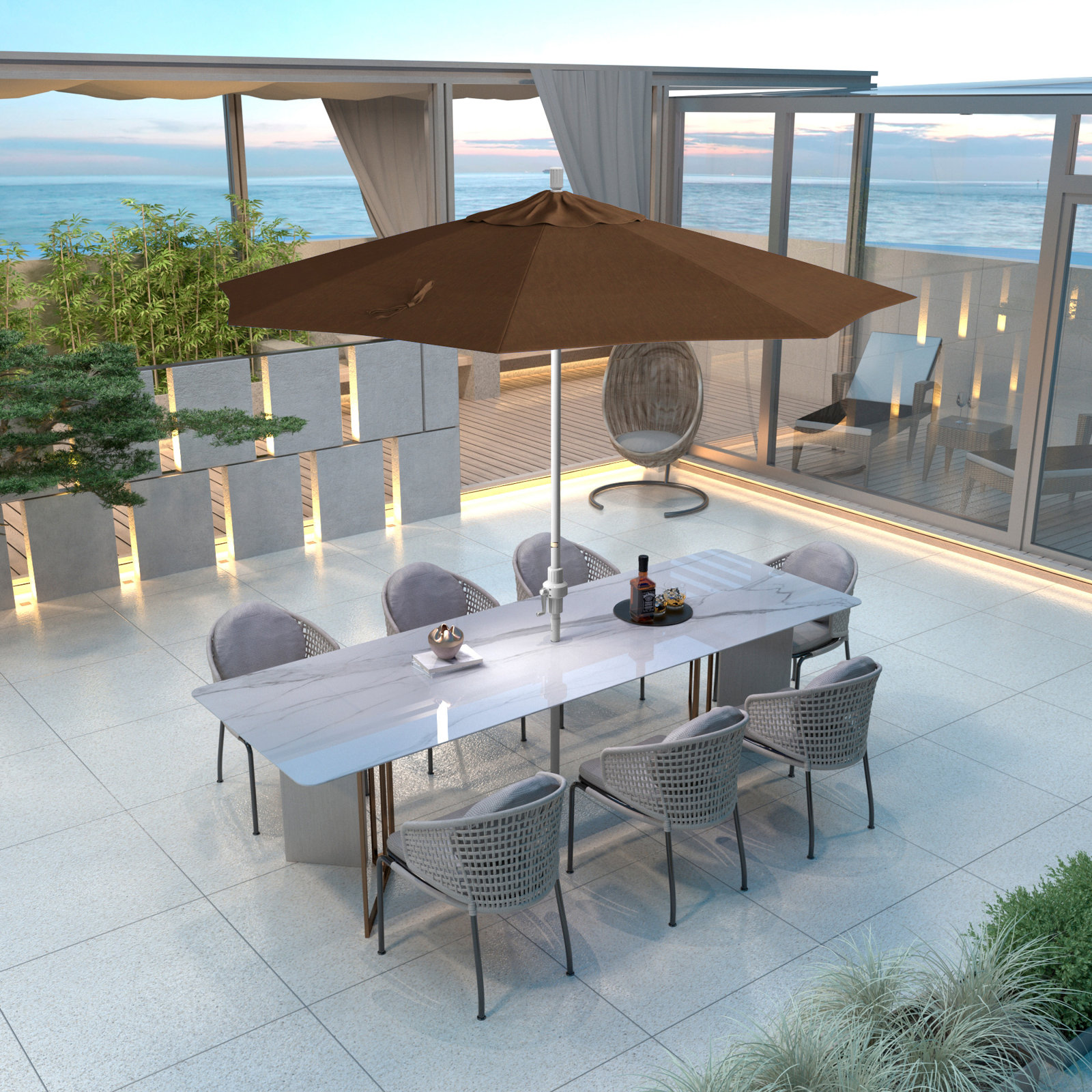 Calline 9' Umbrella, Teak Performance