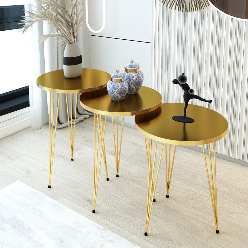 Tables gigognes 3 pieds, Or