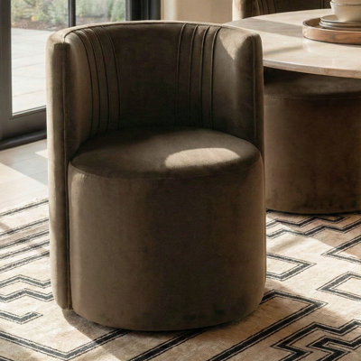Velvet Rolling Barrel Armchair with Wheels