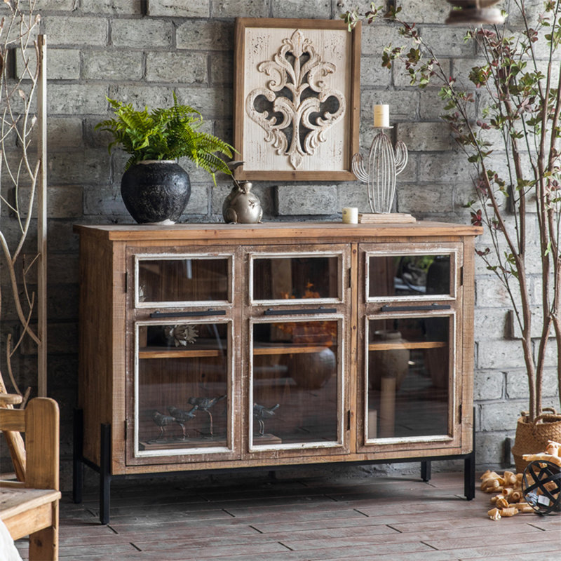 Armoire d'appoint rétro style américain en cèdre et fer forgé