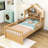 Dreamy House-Shaped Bed with Roof-Style Frame and Storage Shelf-1337628685-1337628684