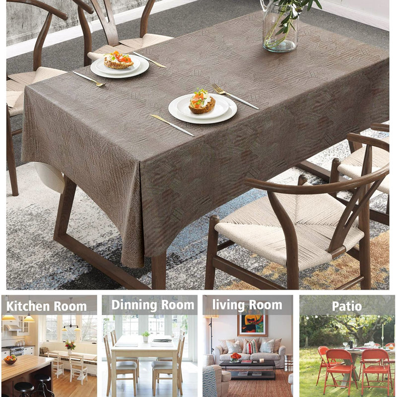 Vaillancourt Latitude Run® Vinyl Tablecloth, Brown, 78" L x 55" W