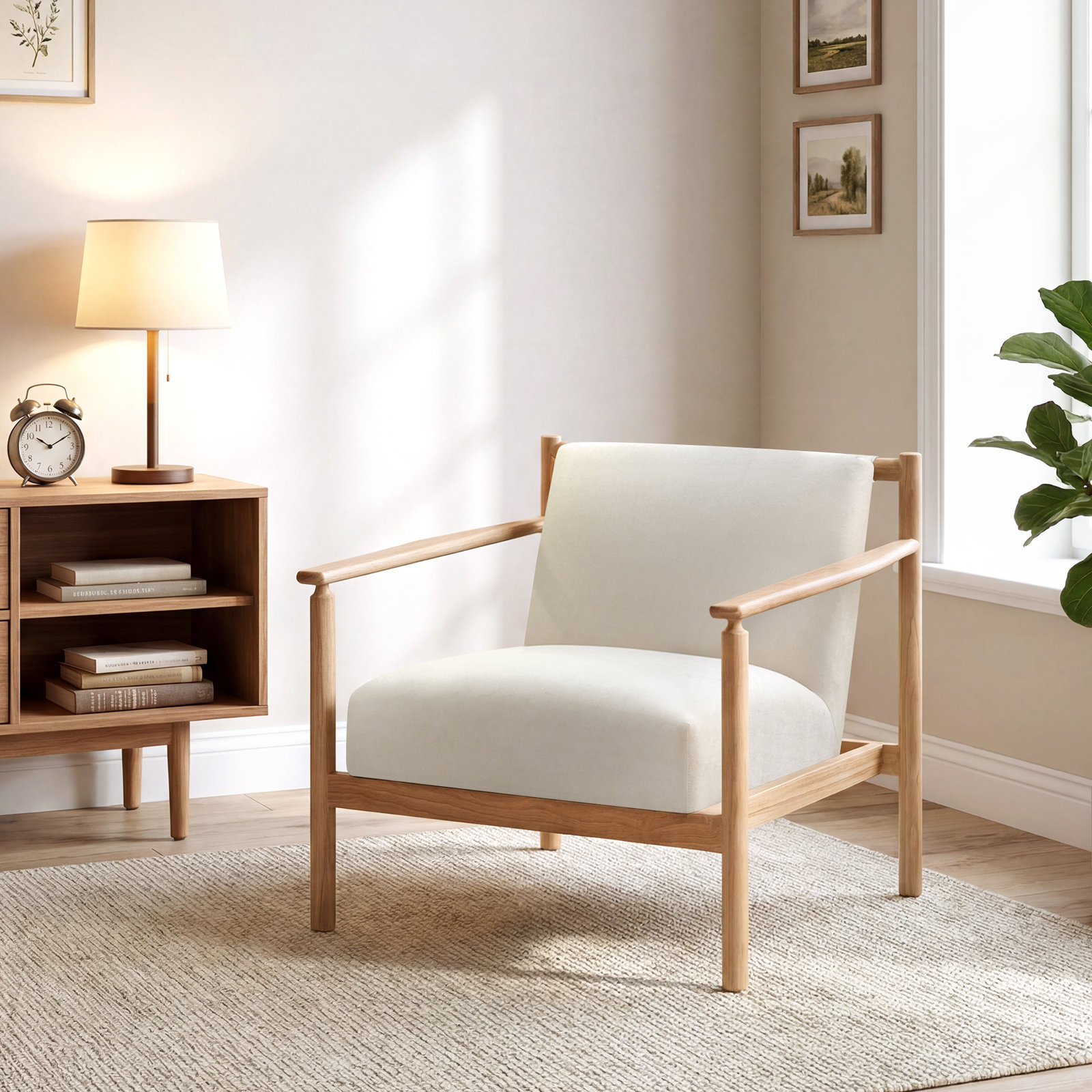 Josephine Solid Wood Upholstered Armchair, Cloud Performance Weave