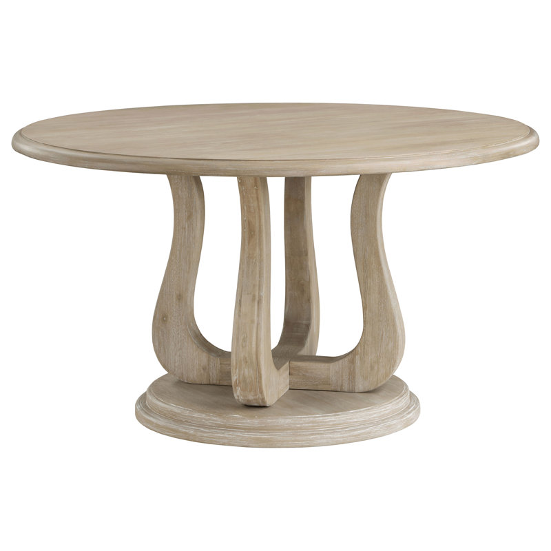 Exira Round 60-inch Pedestal Dining Table White Washed