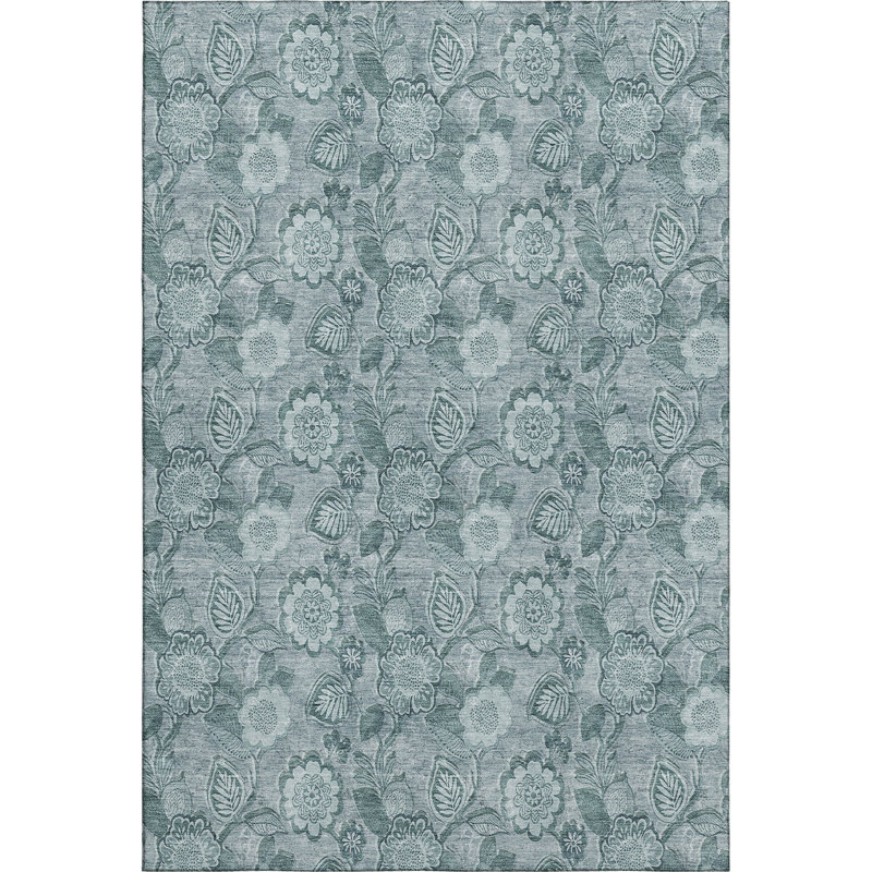 Premium Machine Washable Ralston AMF1939 Floral Rug, Rectangle 10' x 14'