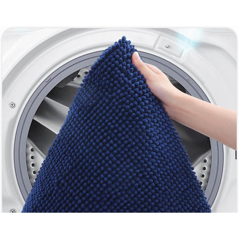 Chenille Non-Slip Bath Mat, Navy Blue