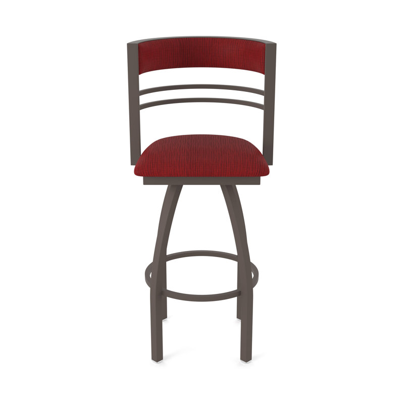 Hunter Swivel Stool, Tabouret de bar (siège d'une hauteur de 30 po), Bronze, Tissu-graphique rubis