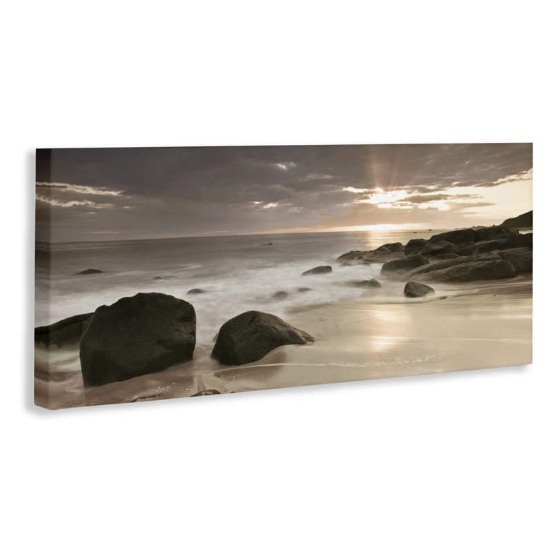 Midnight Sunset on Beach Canvas, design by Assaf Frank, 10" H x 24" W