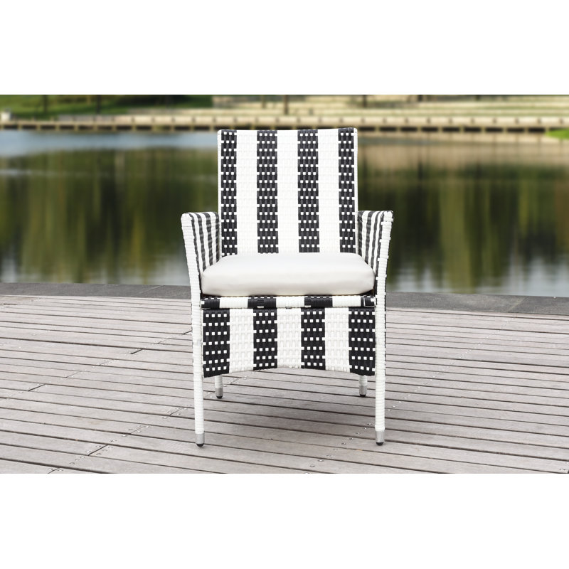 Chaise de patio avec coussin Astrid, Noir / Blanc