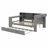 Wood Platform Bed With Storage Shelves, Trundle, Charging Station, LED, Desk And Upholstered Headboard-1484367596