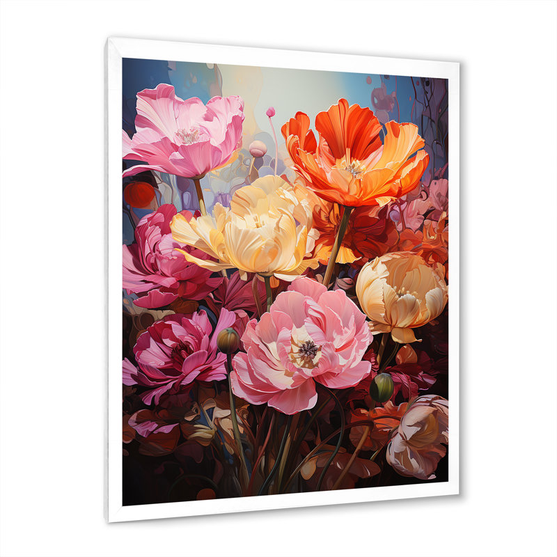 Tulipes, champs de couleur I - impressions sur toile florales, H 44 po x l 34 po x P 1,5 po, Cadre photo blanc