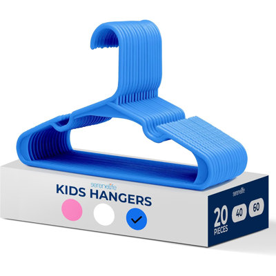  20 Pcs. Non-Slip Plastic Kids Hangers - Durable And Space-Saving Closet Organizers For Infants, Toddlers, And Kids' Clothing (Blue)