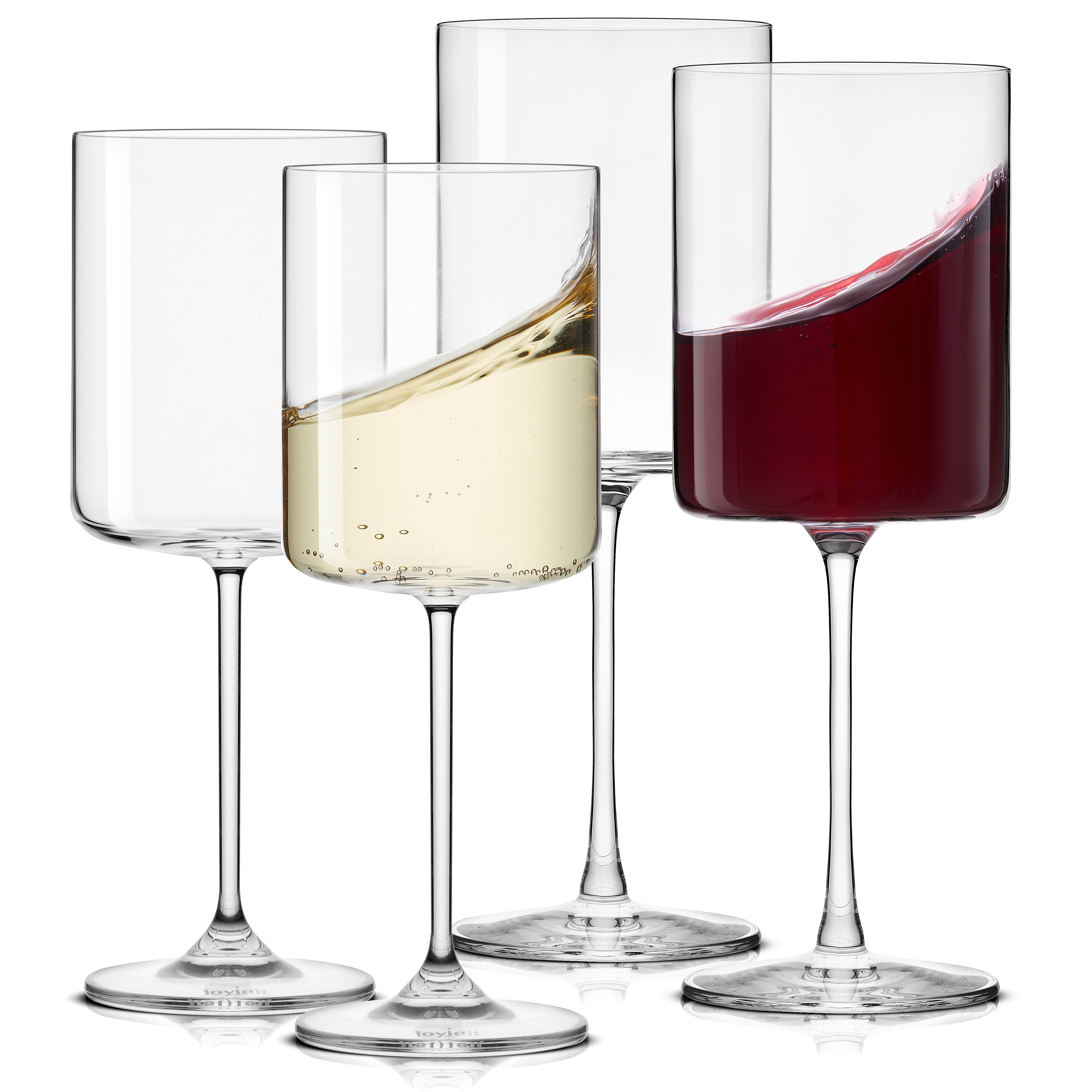JoyJolt Claire Cyrstal Cylinder Red Wine Glasses - 14 oz - Set of 2