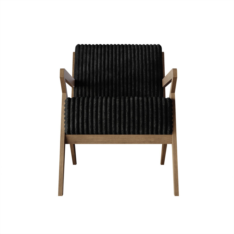 Velvet Upholstered Accent Chair, Walnut, Black