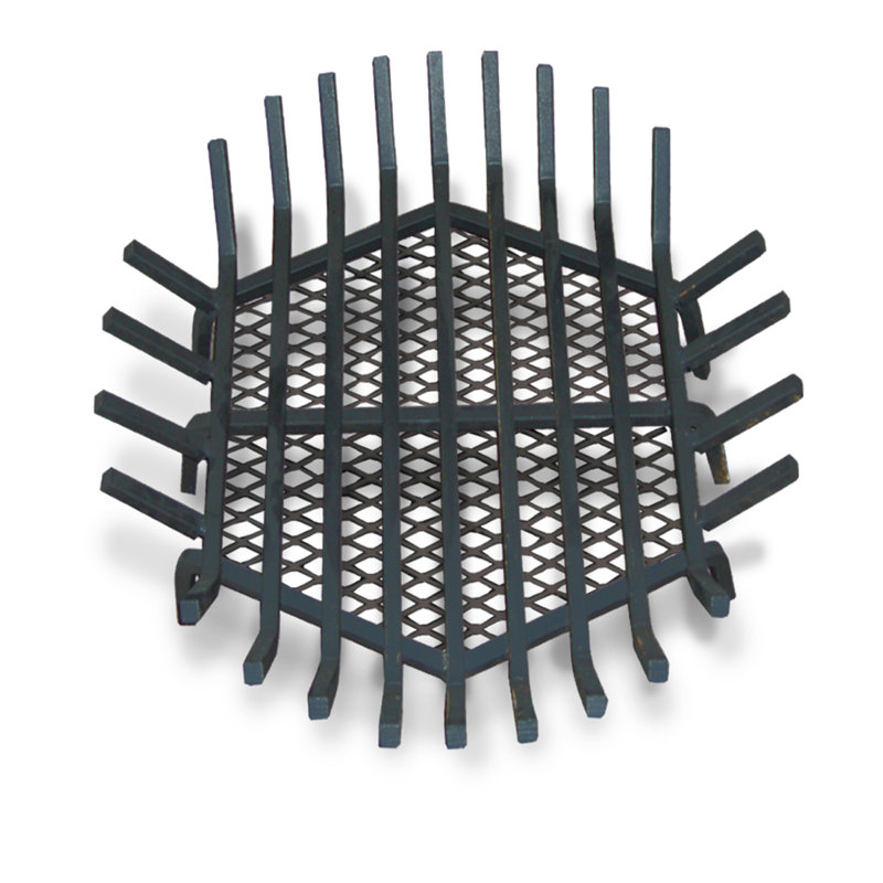 Round Stainless Steel Fire Pit Log Grate with Charguard, 8" H x 36" W x 36" D