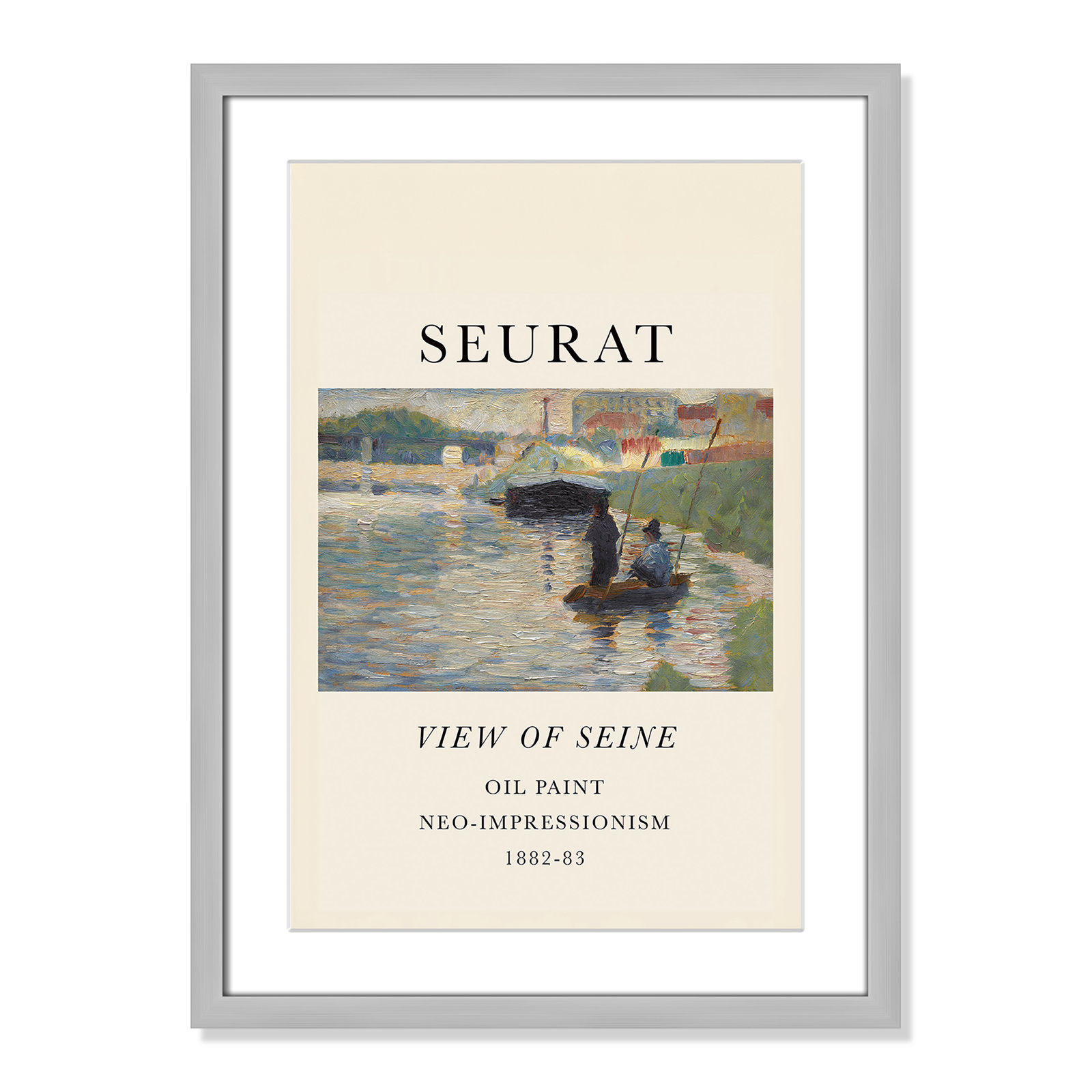 View Of Seine by Georges Seurat, Yes, 23" H x 17" W x 1.25" D, Silver Single Picture Frame