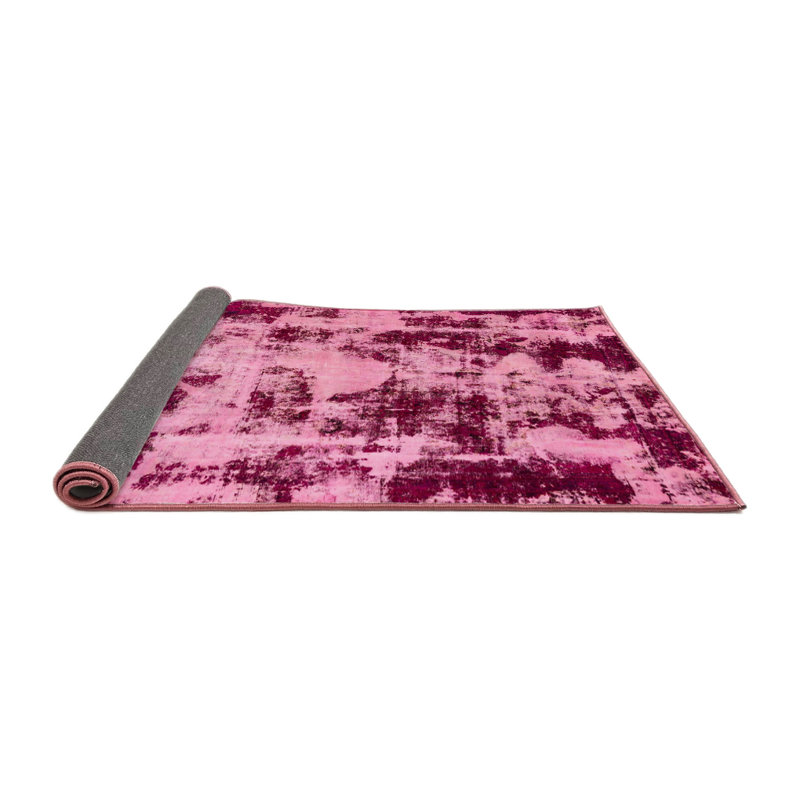 Tapis rose en laine Power Loom, Rond 4 pi