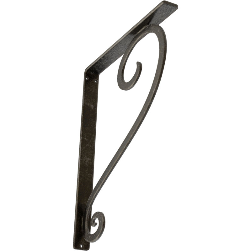 Support en fer forgé Edwards, Argenté antique chaleureux, H 15 po x l 1,5 po x p 12 po