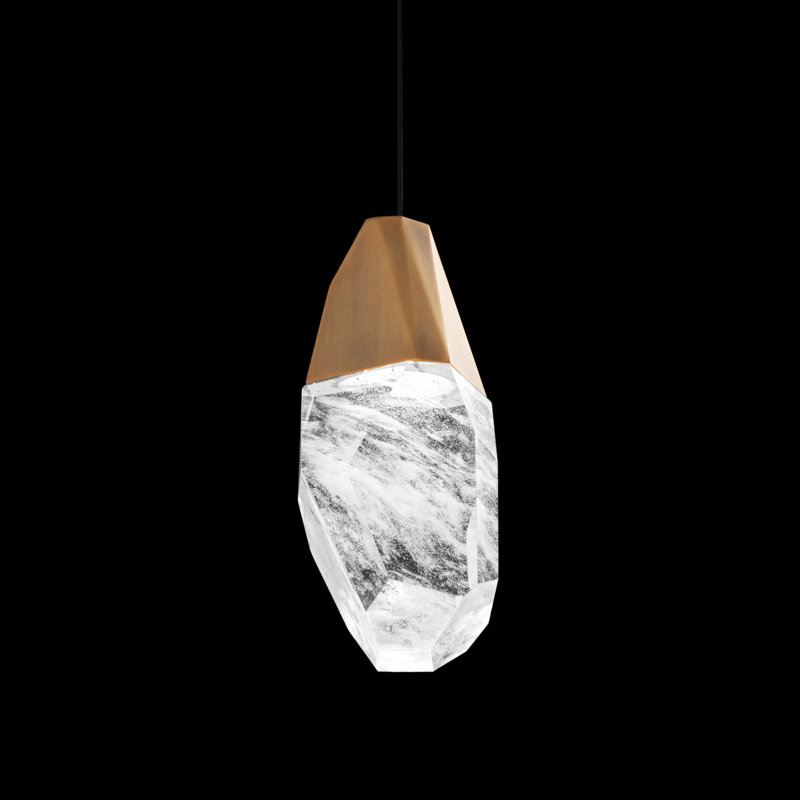 Martini 1 - Light LED Pendant, Aged Brass, Optic Haze Crystal