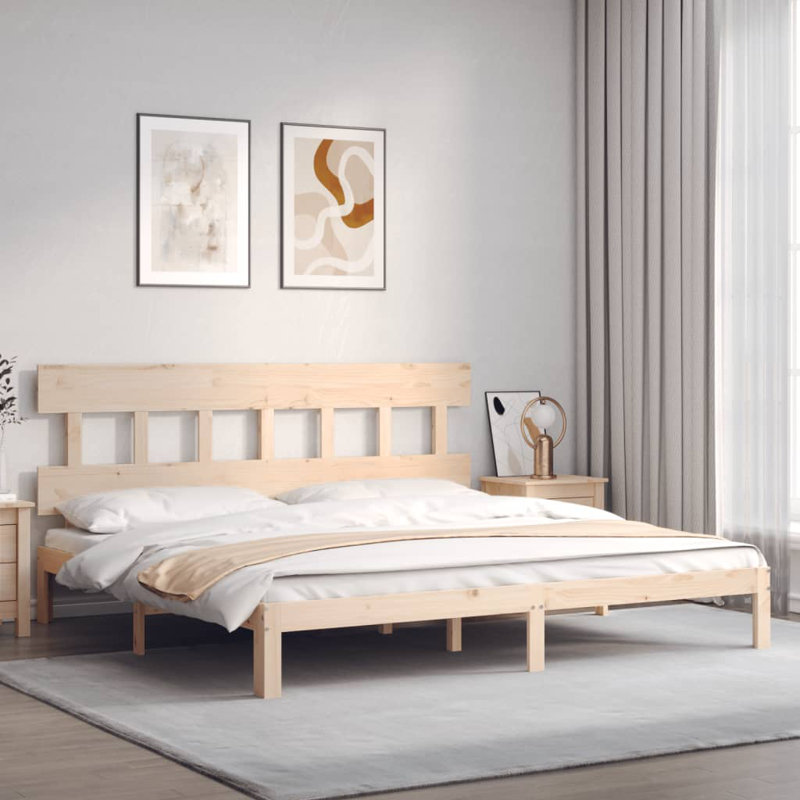 Highlands Solid Wood Bed, 200 x 200cm, Brown