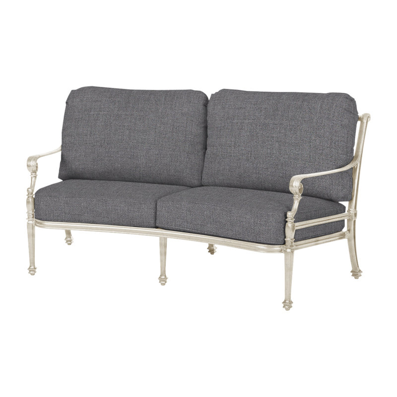 Grand Terrace Curved Loveseat with Sunbrella Cushion, Desert Bronze, Cast Slate Sunbrella® Plainweave